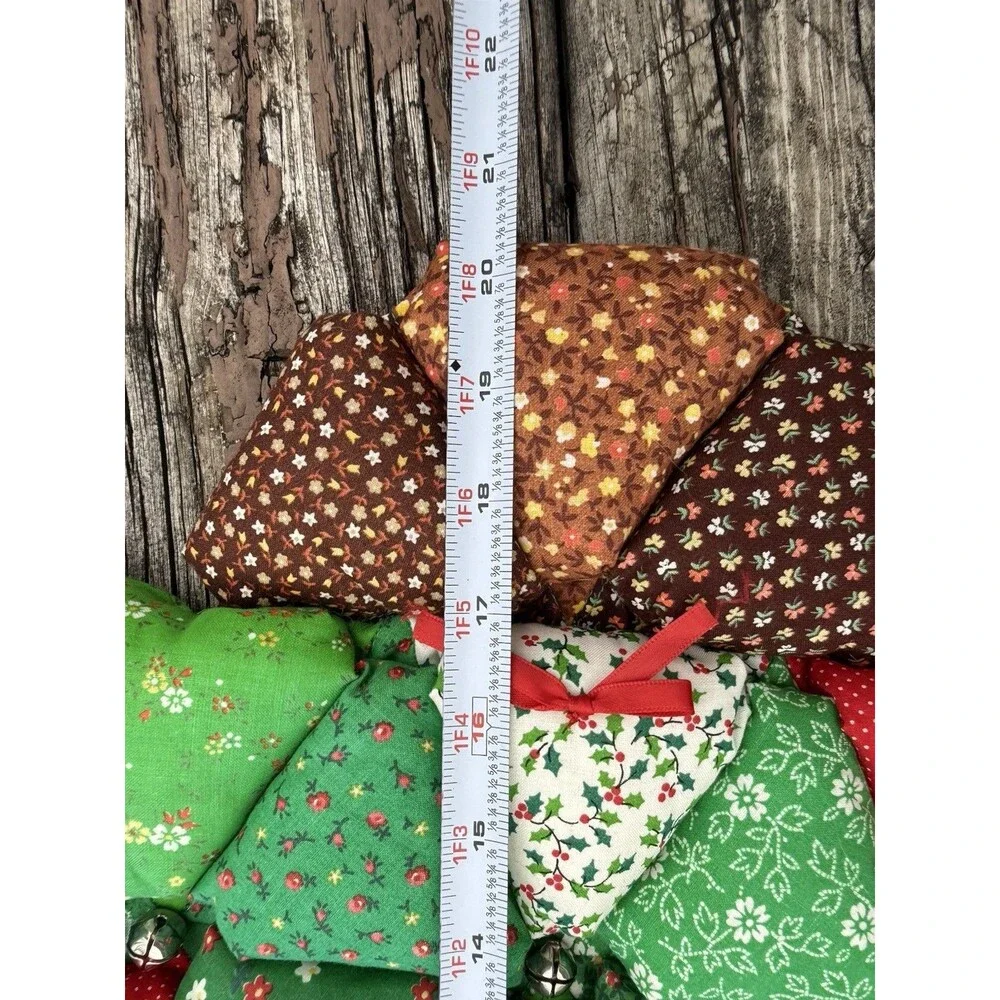 Handmade Quilted Patchwork Christmas Tree Wall Hanging with Jingle Bells Vintage